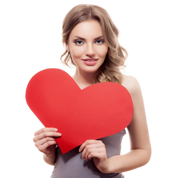 Woman with Valentines heart — Stock Photo, Image