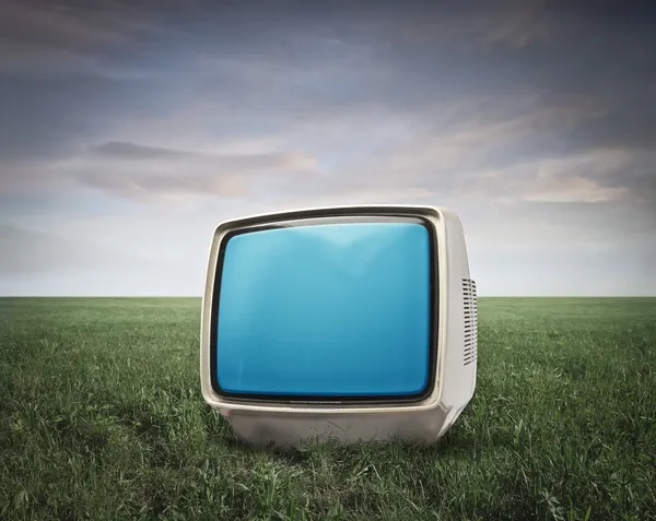 TV in a Grace Field — Stock Photo, Image