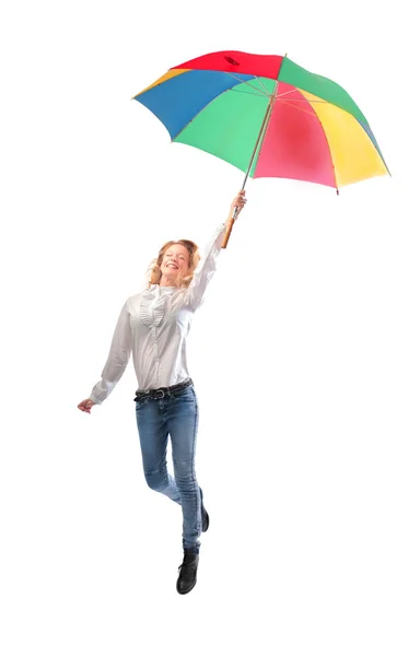 Flyga med paraply — Stockfoto