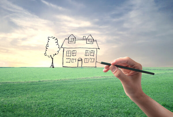 Dibujar una casa — Foto de Stock