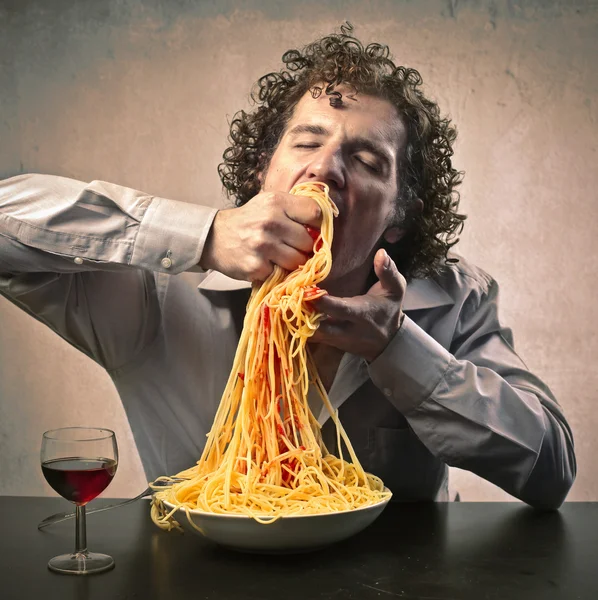 Gorging of Pasta — Stock Photo, Image