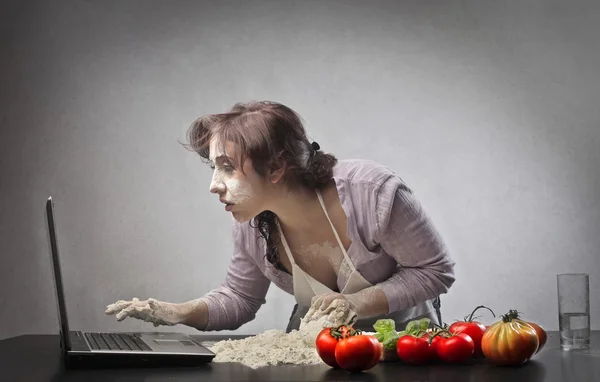 Checking a Recipe — Stock Photo, Image