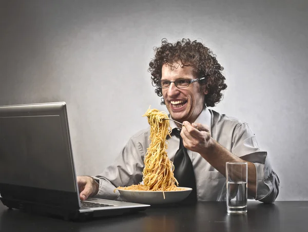 Happily Eating — Stock Photo, Image