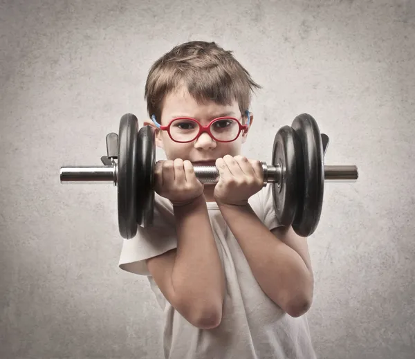 Dumbbell criança — Fotografia de Stock