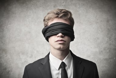 Businessman blindfolded clipart