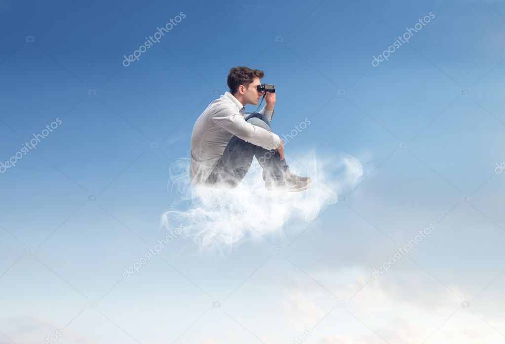 man on a cloud