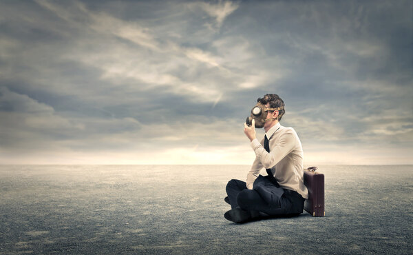 man with a gas mask