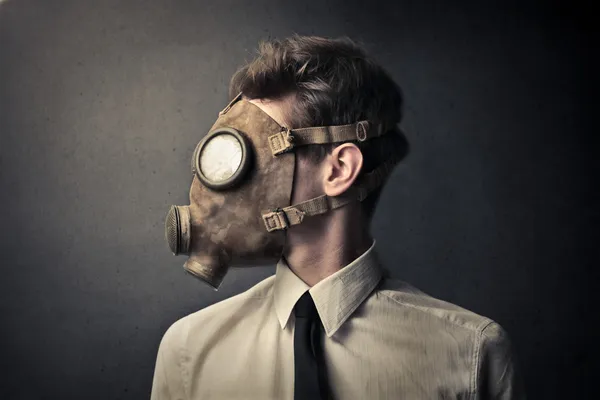 Man with a gas mask — Stock Photo, Image