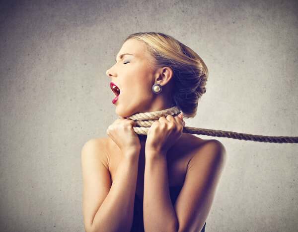 Beautiful woman screaming