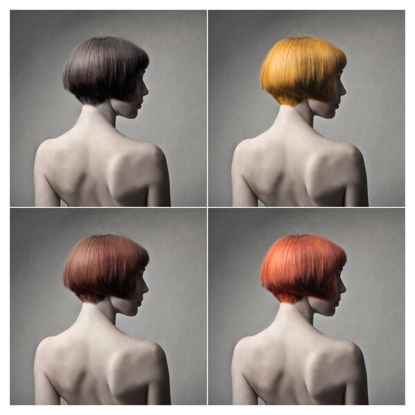 Woman's bob in different colors