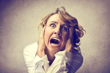 Scared screaming woman clipart