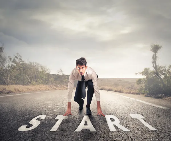 Uomo d'affari pronto a correre — Foto Stock