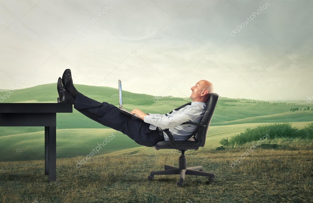 Businessman chilling out