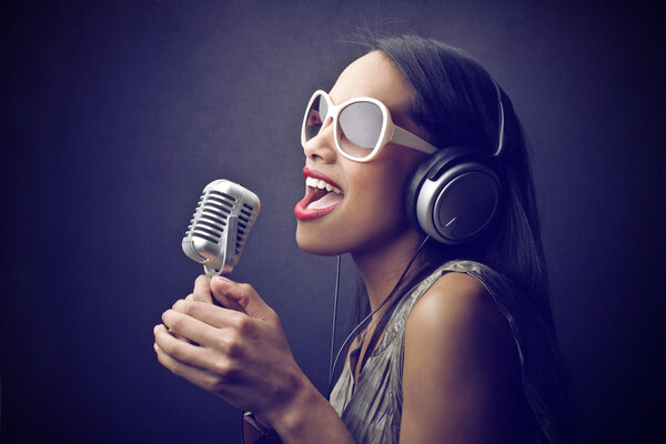 Beautiful woman singing