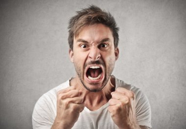 Angry shouting man clipart