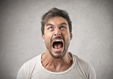 Angry shouting man clipart