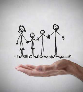 el çekilmiş bir aile tutarak