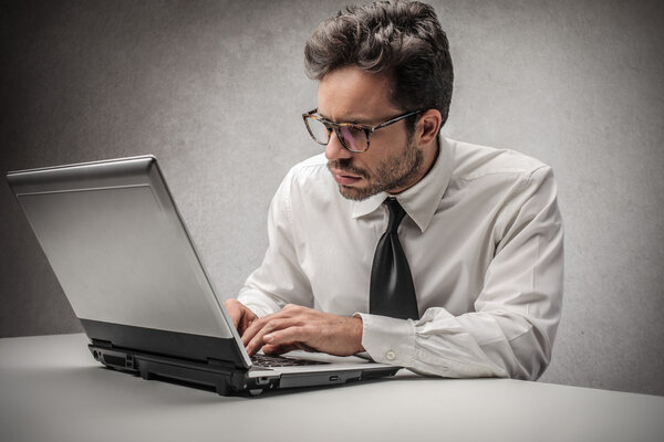 Bored businessman working