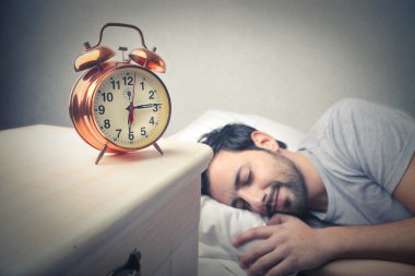 Man sleeping and dreaming clipart