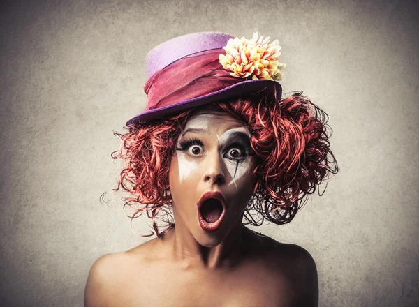 Surprised amazed clown — Stock Photo, Image