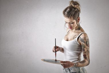 Alternative woman painting clipart