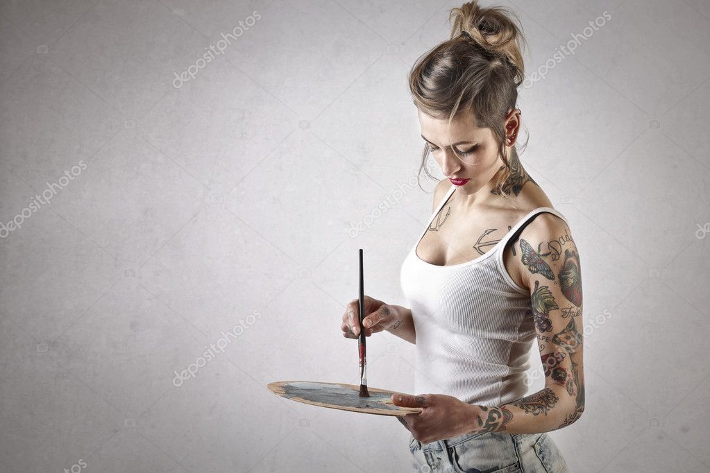 Alternative woman painting — Stock Photo © olly18 40633281