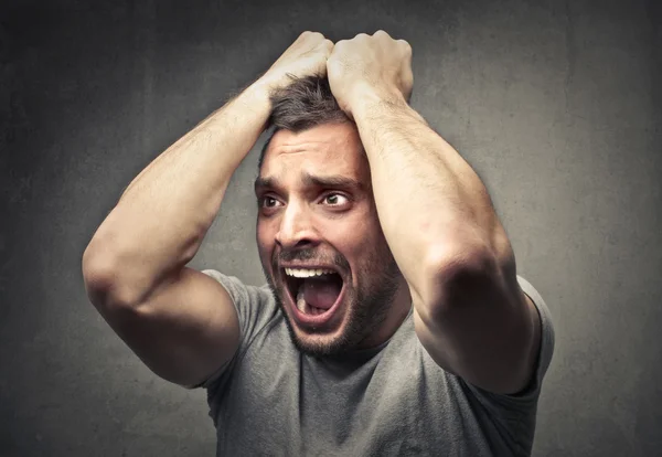 Desperate screaming man — Stock Photo, Image