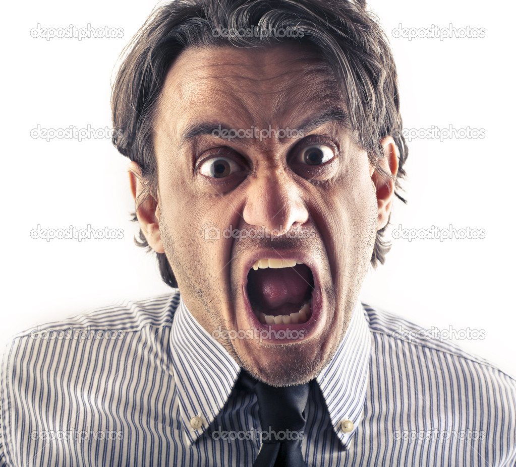 Angry businessman screaming