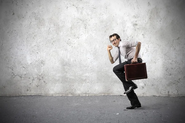 Empresário correndo para o trabalho — Fotografia de Stock