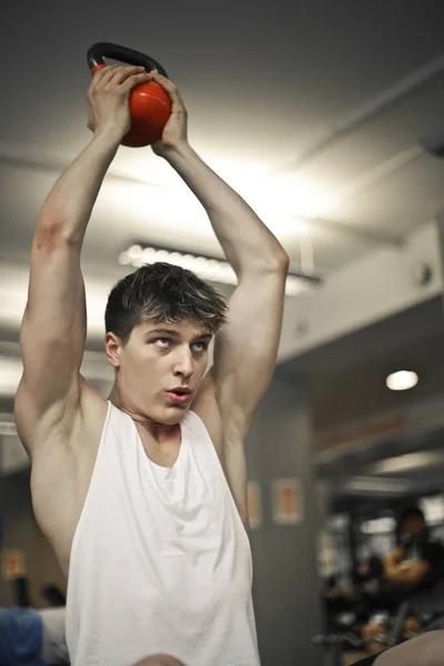 Young Man Exercise Gym — Photo