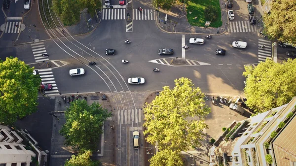 Verkehr Der Stadt Von Einer Drohne Aus Gesehen — Stockfoto