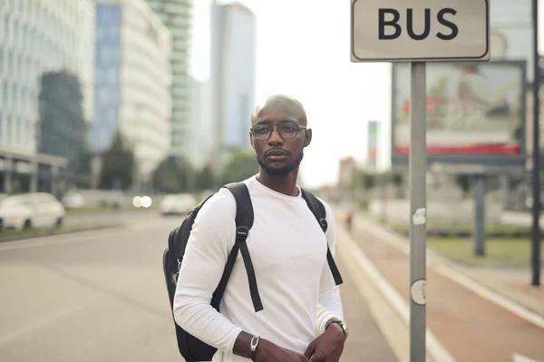 Young Black Man Street — Stock Photo, Image