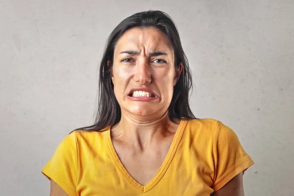 Portrait Young Woman Disgusted Expression — Foto de Stock