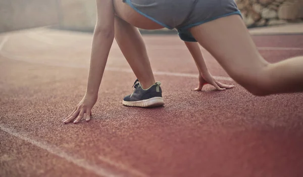 Detail Woman Legs Track Ready — Foto de Stock
