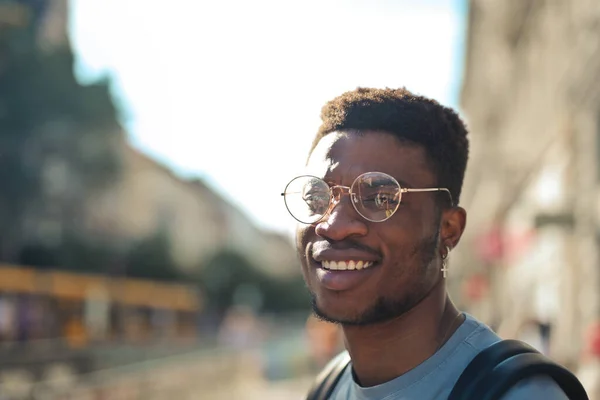 Retrato Jovem Com Óculos — Fotografia de Stock