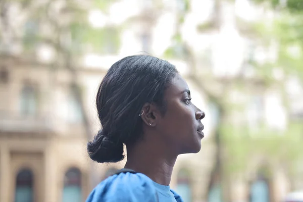 Retrato Perfil Una Joven Negra — Foto de Stock