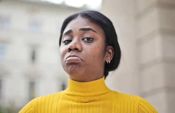 Retrato Mulher Com Expressão Decepcionada — Fotografia de Stock