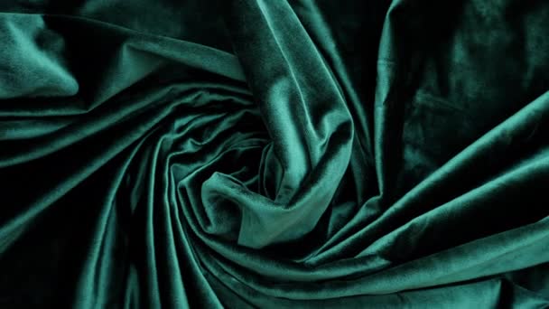 Элегантная Мягкая Блестящая Зеленая Ткань Бархата Абстрактная Мода Фон Ткани — стоковое видео