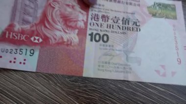 Yüz Hong Kong Doları. Çin, Hong Kong para birimi görüntüsü.