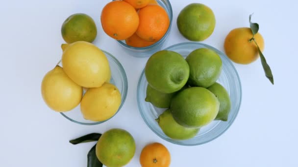 Цитрусові Фрукти Лимони Апельсини Мандарини Вітамін Здорові Освіжаючі Натуральна Органічна — стокове відео