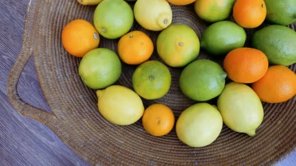Citrinos Limões Laranjas Tangerinas Mandarinas Vitamina Saudável Refrescante Fundo Estilo — Vídeo de Stock