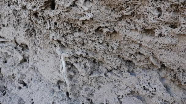 Abstrakte Nahaufnahme Von Lavasandsteinfelsen Klippenfelsen Der Atlantikküste Sidi Kaouki Essaouira — Stockvideo