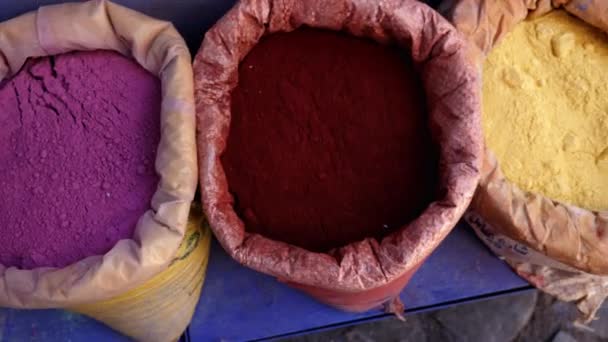 Bags Color Dipments Medina Chefchaouen Chaouen Morocco Популярне Місце Відпочинку — стокове відео