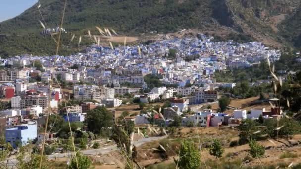 Погляд Синє Місто Чефшоуен Марокко Включаючи Нове Місто Медіну Відоме — стокове відео