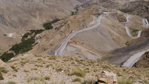Panoramic View Winding Roads Streets Col Tizi Tichka High Atlas — Stok video
