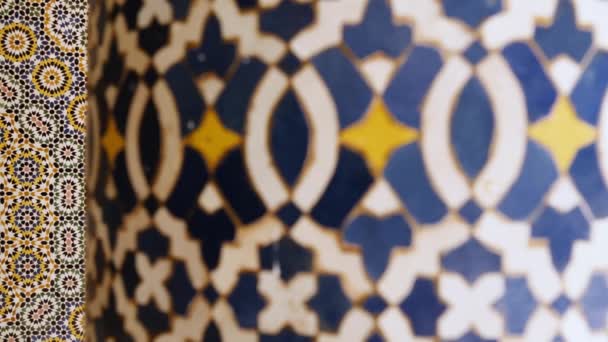 Moroccan Zellige Mosaic Pattern Traditional Islamic Geometric Design Morocco Made — Stok video