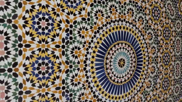 Μαροκινό Μοτίβο Μωσαϊκό Zellige Παραδοσιακό Ισλαμικό Γεωμετρικό Σχεδιασμό Στο Μαρόκο — Αρχείο Βίντεο