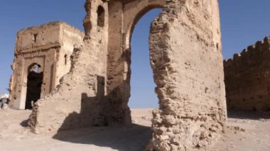 The Marinid tombs (or Merenid) overlooking the Medina of Fez (Fes), Morocco. Landmark, important travel destination, and touristic site of Fes. 4k footage.