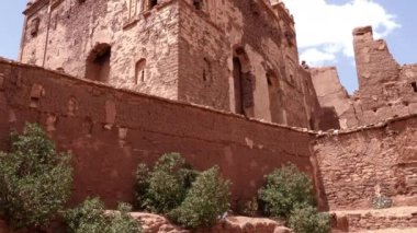 Old architecture of a Kasbah in the High Atlas Mountains, Morocco. 4k footage.