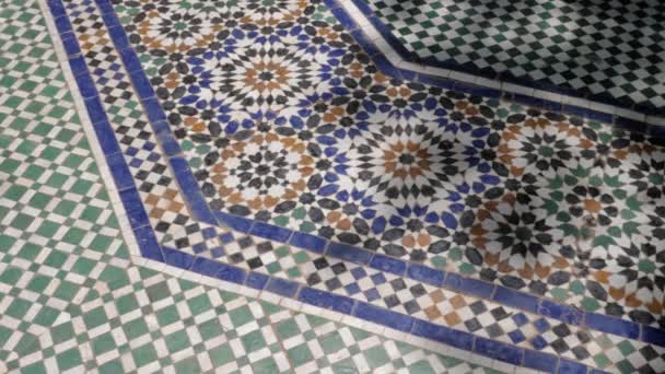Colorful Zellige Floor Tiles Mosaic Pattern Traditional Islamic Geometric Design — Vídeo de Stock